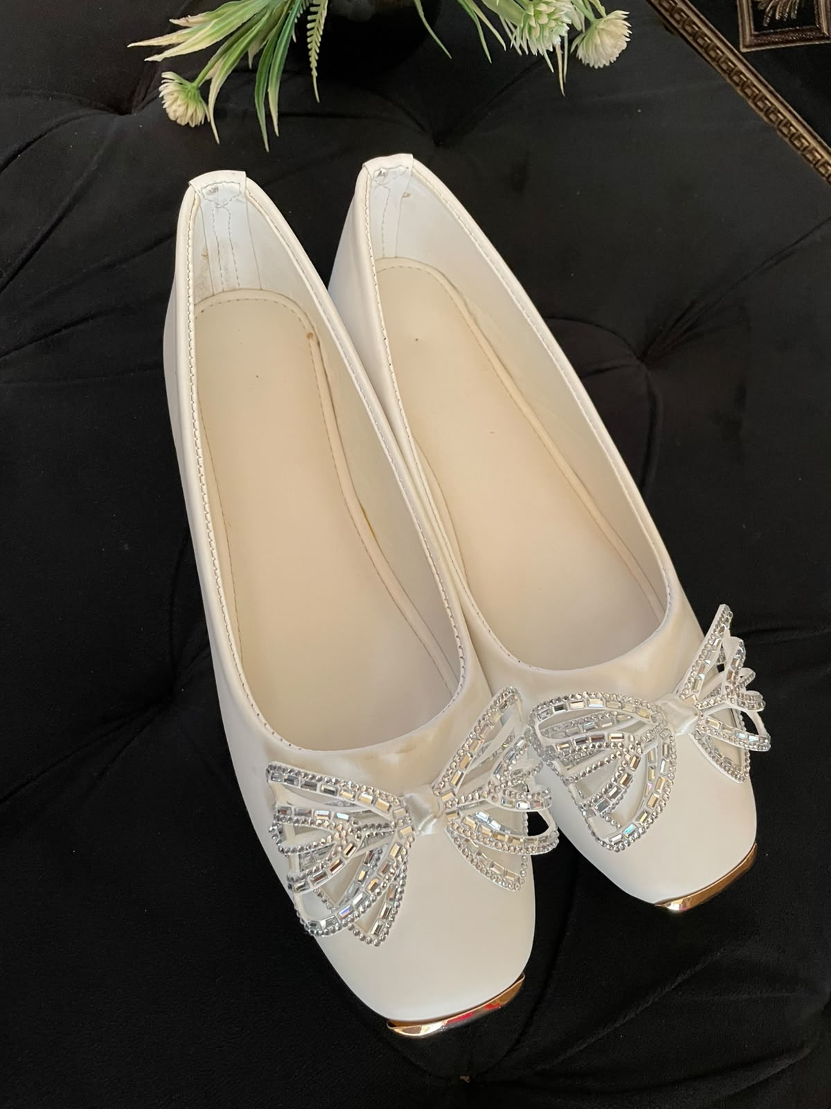 White Pearl Butterfly Pumps